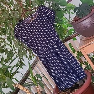 Navy polka dot dress, small to medium.